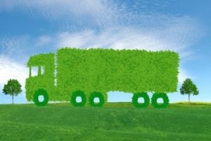 Image of a green delivery truck