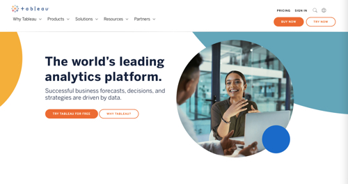Screenshot of the Tableau home page. 