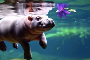 Underwater image from Meta Movie Gen of a hippo swimming