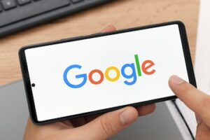 Google logo on a smartphone