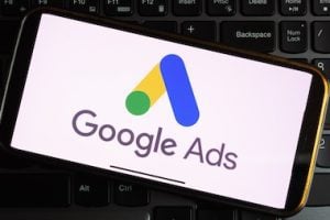 Google Ads logo on a smartphone screen