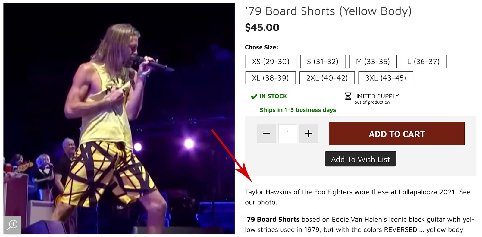 Taylor Hawkins featured at Van Halen Store