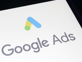 Google Ads logo on a smartphone screen.