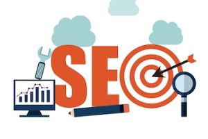 Illustration of an SEO concept with letters "S E O"