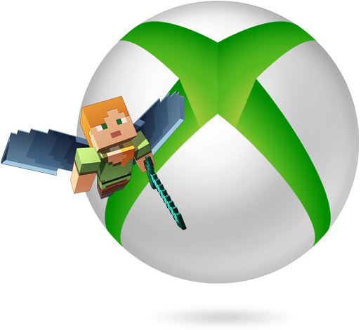 Alex character with wings and a sword in front of the Xbox logo